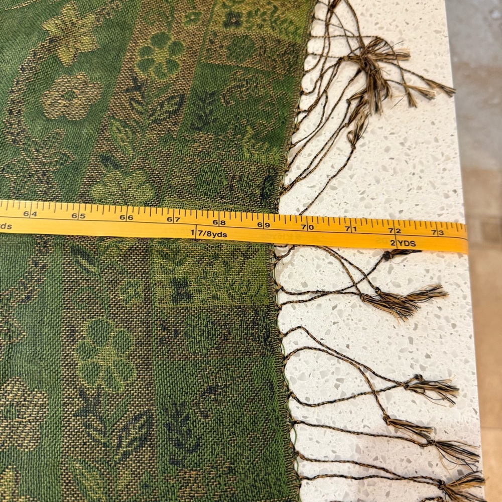 Cashmere Green Patterned Scarf - image 5